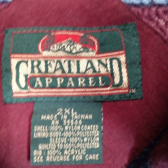 Vintage Greatland Apparel Mens Jacket Red XXL Full Zip Insulated Pockets 2XL - Picture 4 of 16